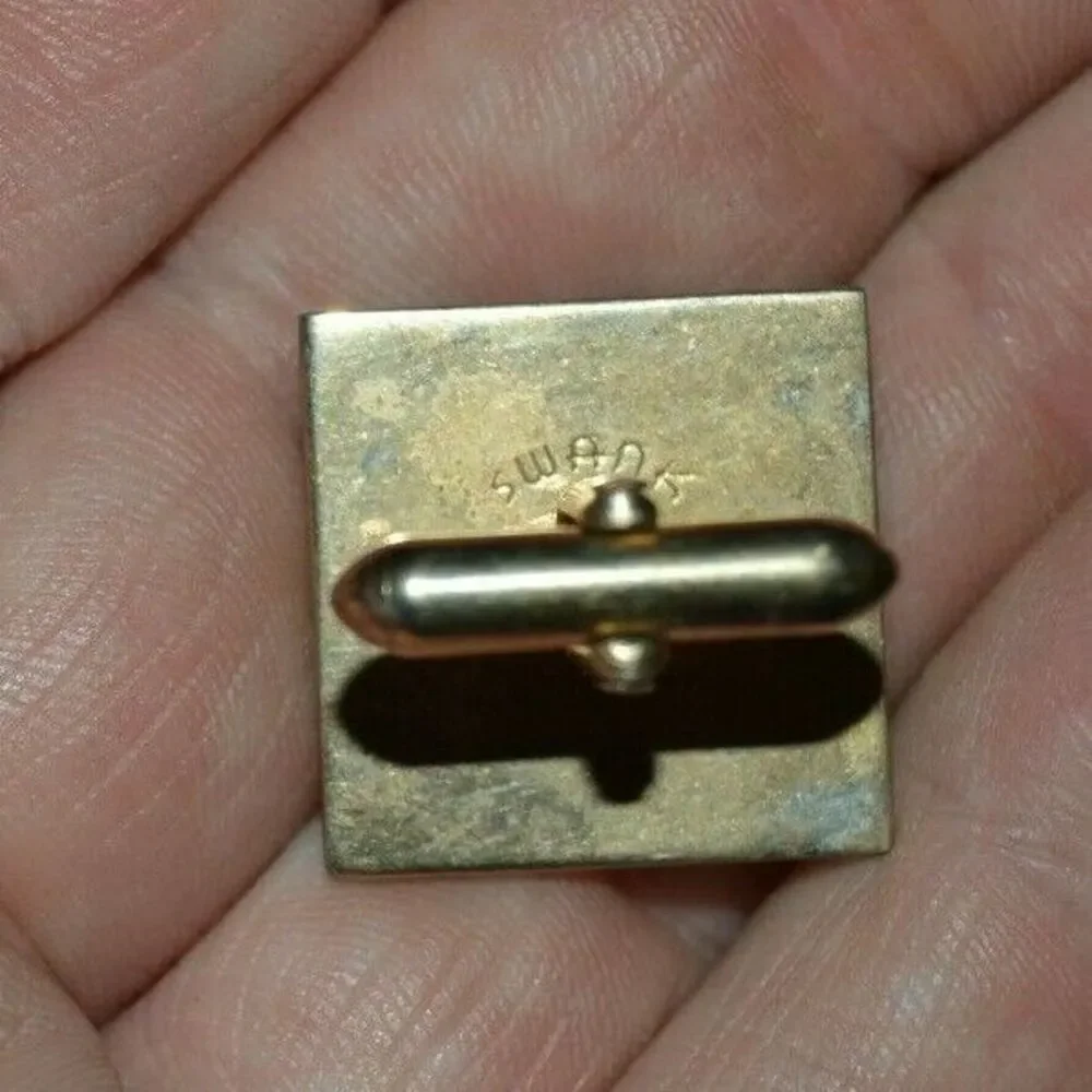 Vintage Square SWANK Mid Century Modern Brass Tear Drops Cuff Links Rare MINTY